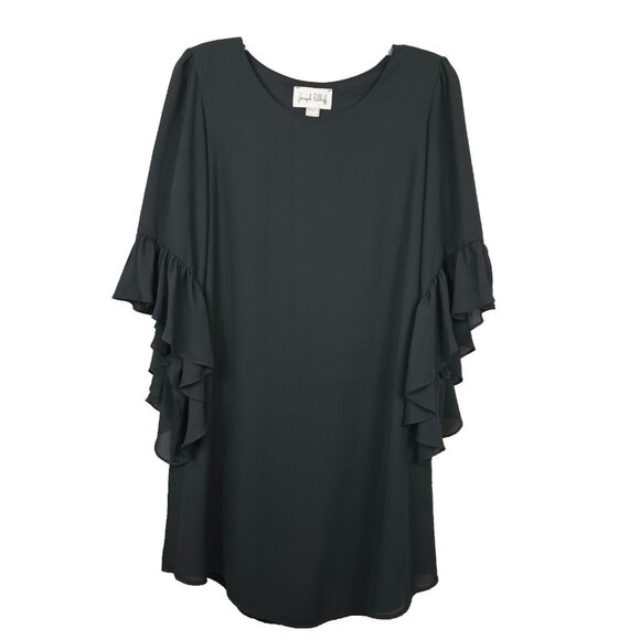 Whimsigoth Dark Academia Punk Rocker Flutter Sleeve Joseph Ribkoff Black 4 Top - Picture 5 of 14